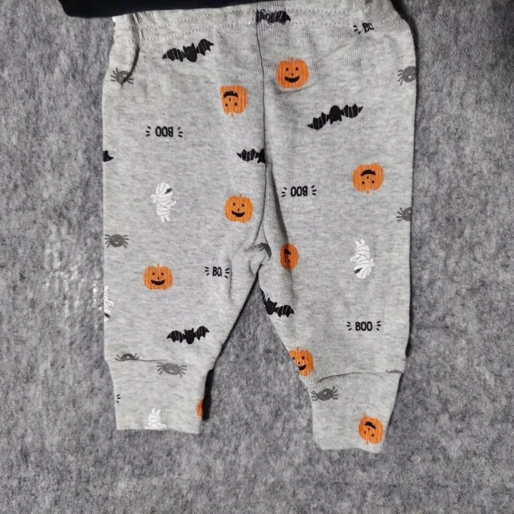 Carters One Piece Set 3 Month Halloween Mummy Pumpkin Bat Long Sleeve Pant - Picture 3 of 8